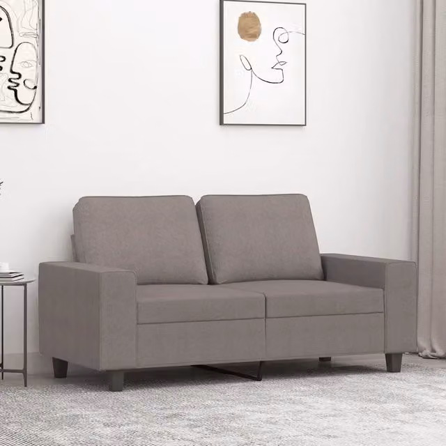Divano a 2 posti moderno vidaXL in tessuto beige e grigio con struttura in metallo L: 154 cm, P: 77 cm, H: 80 cm