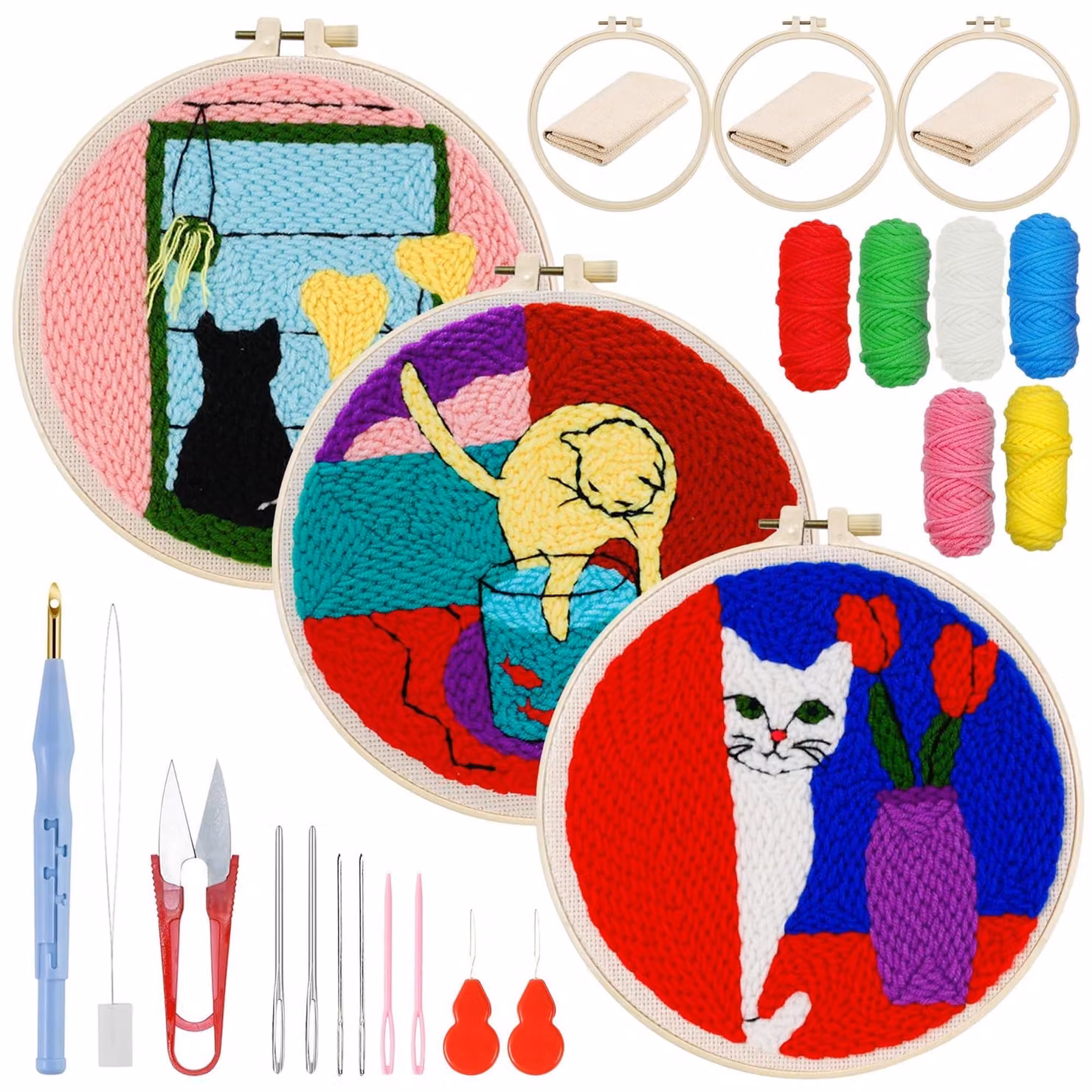 Kit per ricamo per principianti, completo di istruzioni e strumenti