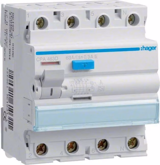 Hager RCD 4p.63A/300mA Sel,6kA CPA463D