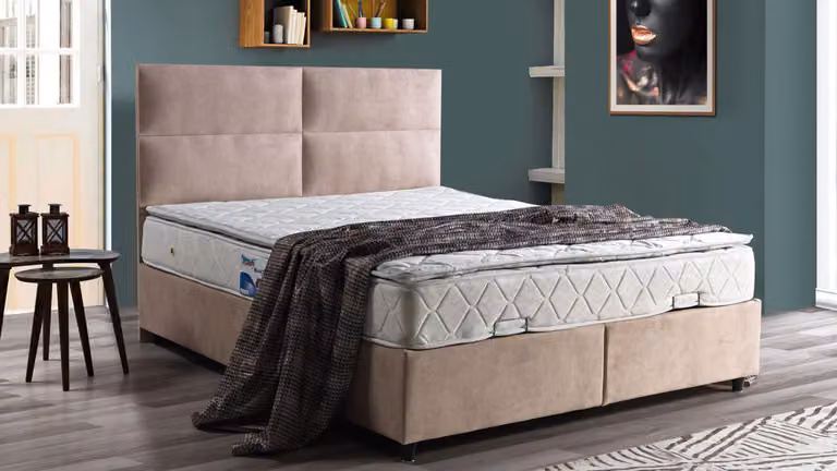 Bett Design Betten Luxus Beige Polster Schlafzimmer Möbel Doppelbetten 160x200