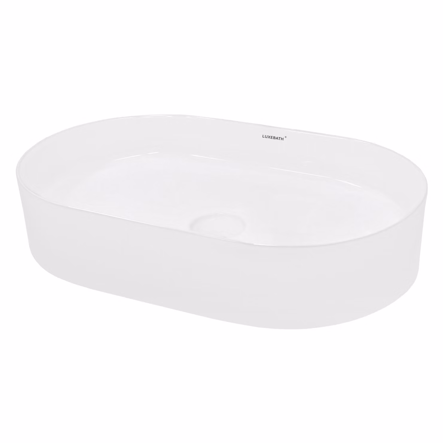 LuxeBath lavabo Lavabo da appoggio ovale, 60,5x38x12,5 cm, bianco, Vetroceramica