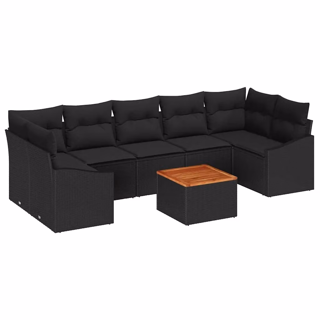 Set Divano da Giardino a L vidaXL 8 Pezzi con Cuscini e Contenitore Nero – 2