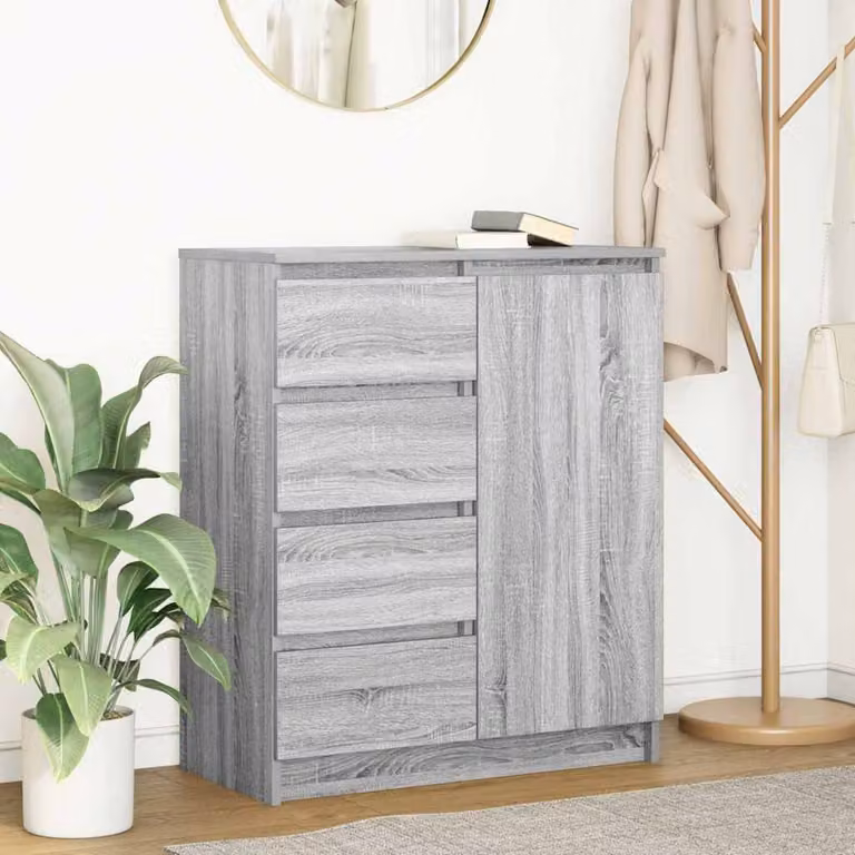 Credenza con cassetti vidaXL in MDF Grigio Sonoma, design moderno per soggiorno o ufficio, L: 71 cm, P: 35 cm, H: 84 cm