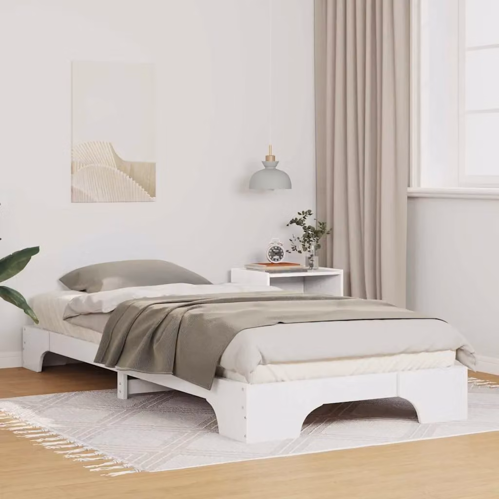 Struttura del letto moderna vidaXL in pino massello bianco L 80 x 220 cm