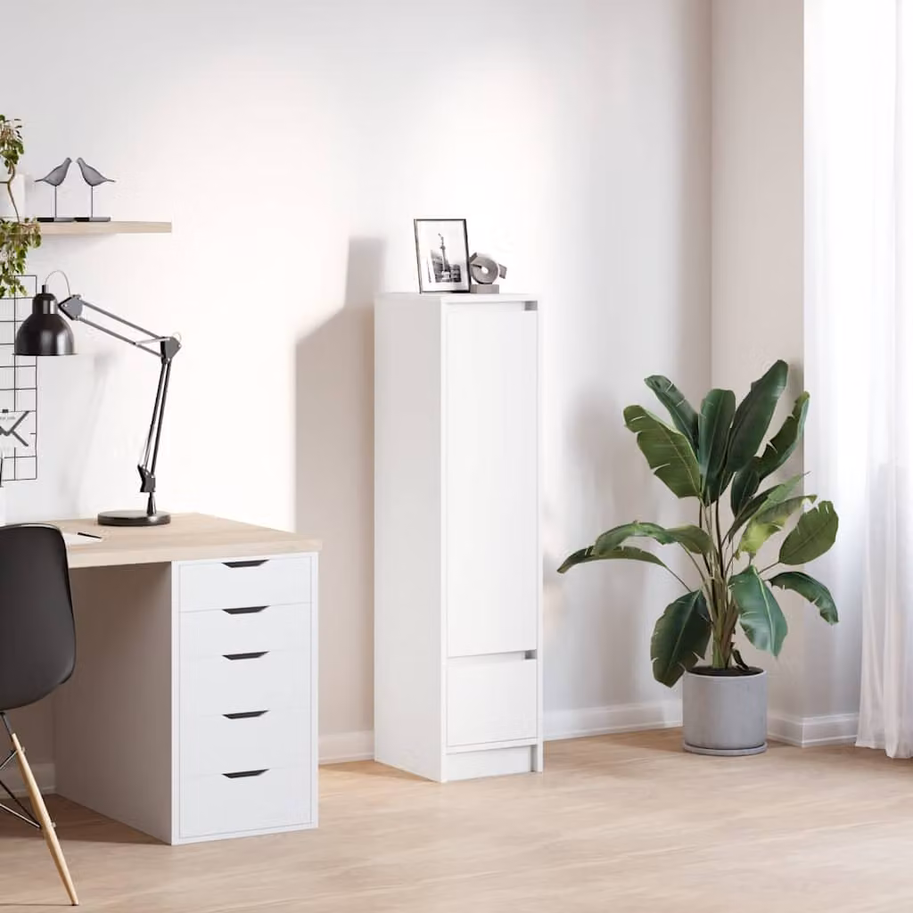 Credenza bianca vidaXL in legno multistrato e MDF da appendere al muro L/P/H: 119,5 x 29,5 x 34 cm