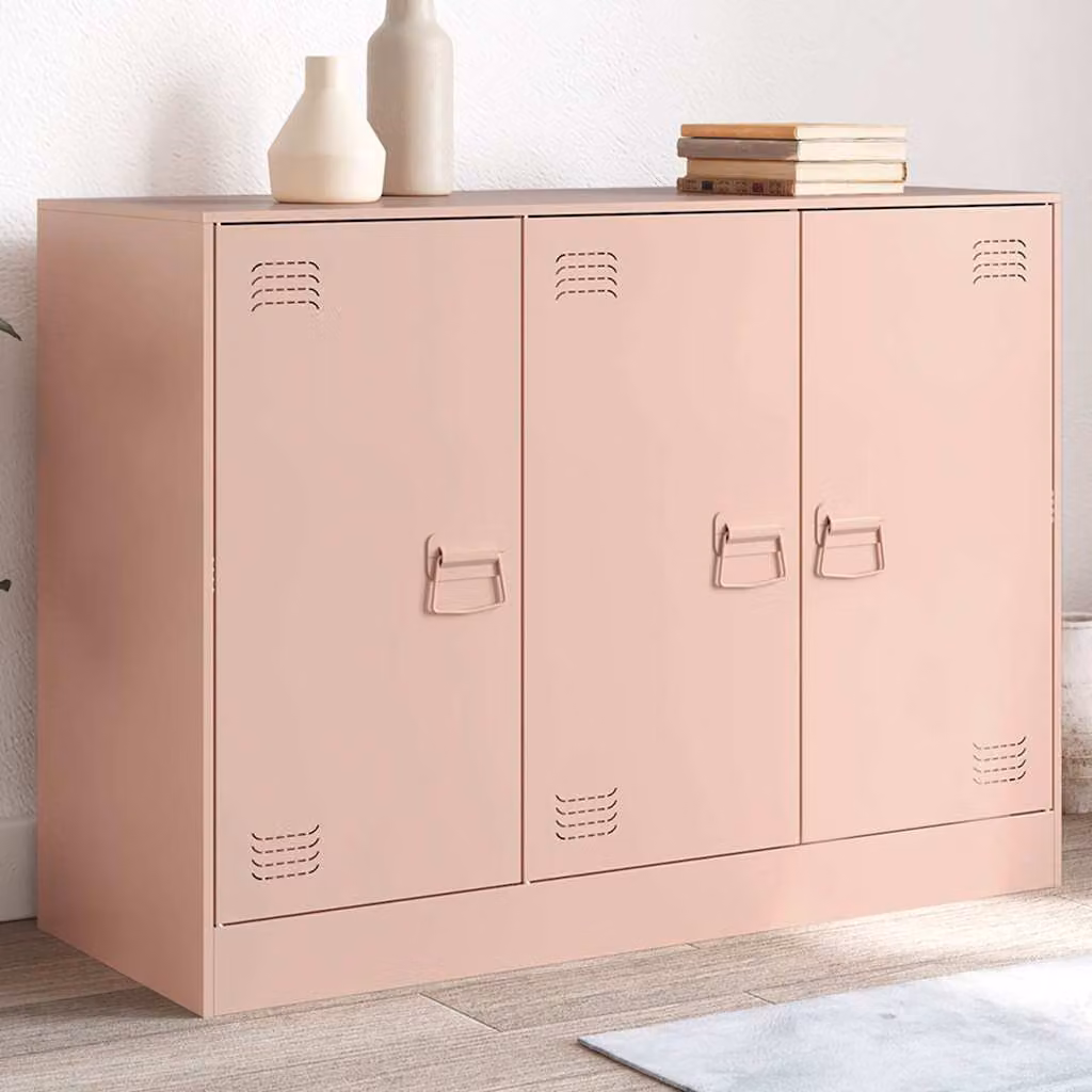 Credenza moderna vidaXL in metallo rosa L: 99 cm, P: 39 cm, H: 73 cm