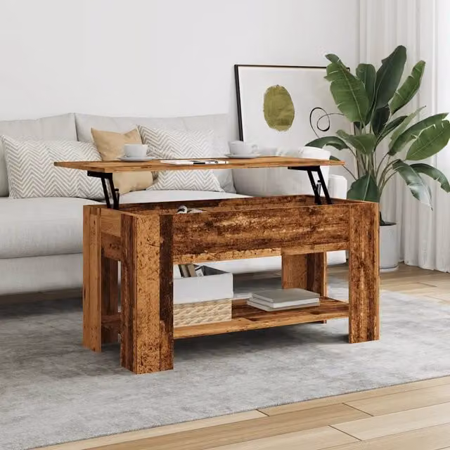 Tavolino da salotto moderno vidaXL in legno marrone con meccanismo sollevabile L: 101 cm, P: 49 cm, H: 52 cm