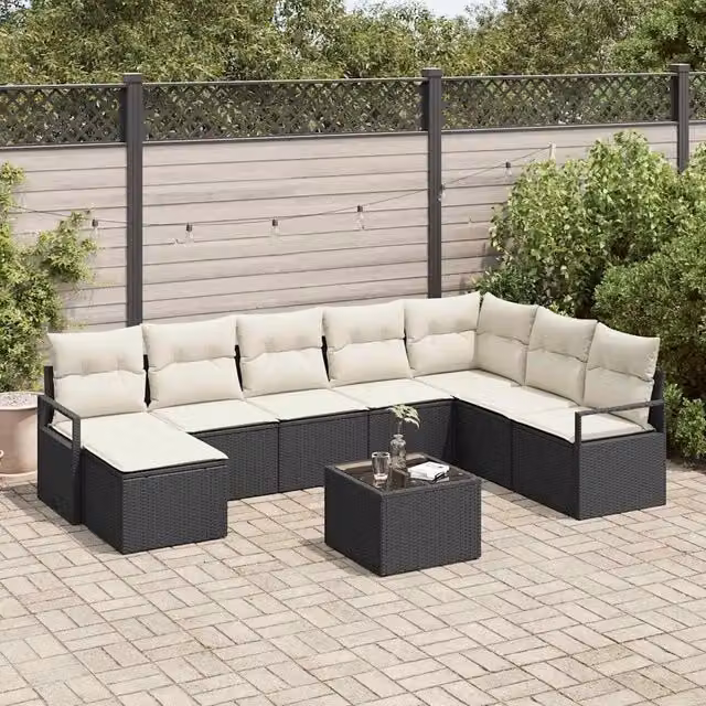 Set di divani 9 pz Nero polyrattan 3346507