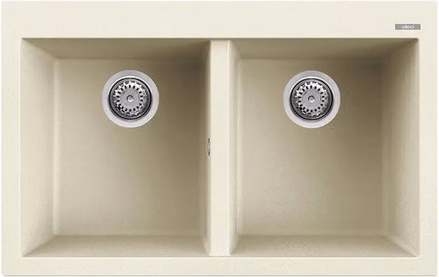 Lavello da incasso Elleci Quadra 350 a 2 vasche in Granitek Bianco Antico L: 79 cm, P: 50 cm