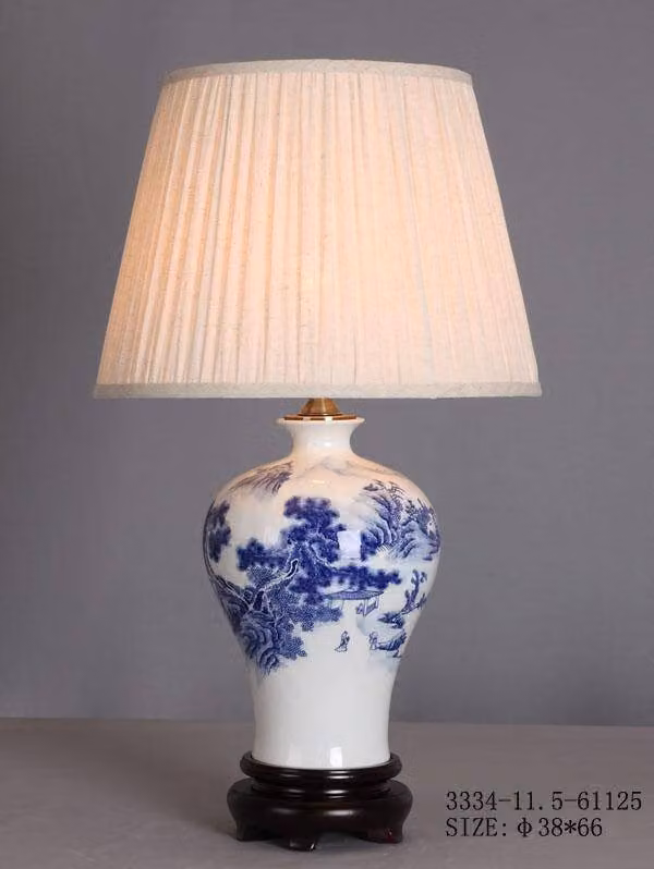 Fine Asianliving Lampada da tavolo cinese in porcellana con paralume E27 Lampada da tavolo orientale in Vetroceramica Lampade da comodino camera da letto soggiorno
