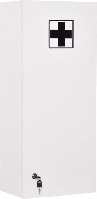 Armadietto Medicinali a Muro kleankin con Serratura, 5 Ripiani e Mensole Regolabili in Legno e Vetro, Bianco, L/P/H: 30 x 20 x 70 cm