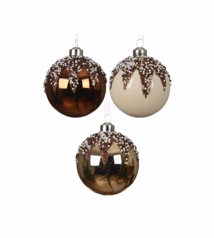 Decoris Pallina Natale Vetro 8cm Finitura Lucida Colori Assortiti
