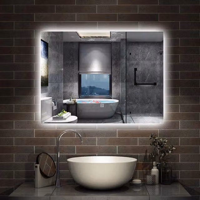 Specchio rettangolare Aica Italy con luce LED dimmerabile, funzione antiappannamento e comando touch, L: 80 cm, H: 60 cm