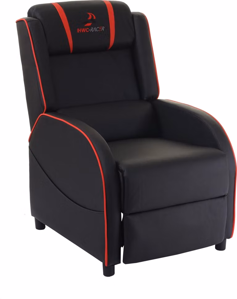 Poltrona TV HWC-D68, HWC-Racer poltrona TV reclinabile poltrona da gioco, Pelle finta ~ nero/rosso