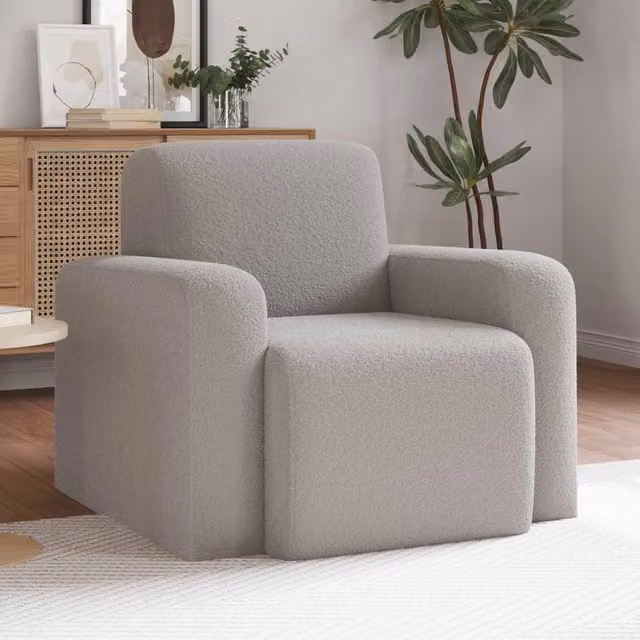 Poltrona-Divano Sedia-Poltroncina Grigio Chiaro Boucl¨¦ 594550