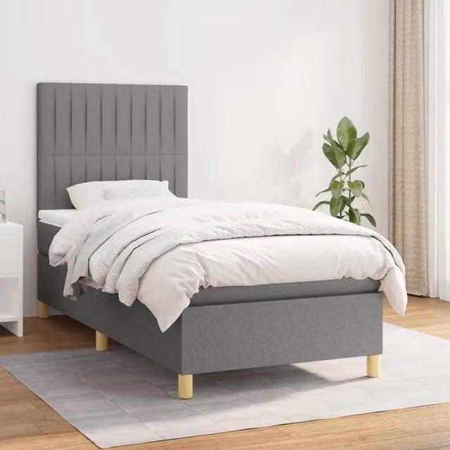 Letto Ibrido con Giroletto a Molle e Materasso vidaXL Grigio e Bianco L/P/H: 100 x 200 x 203 cm