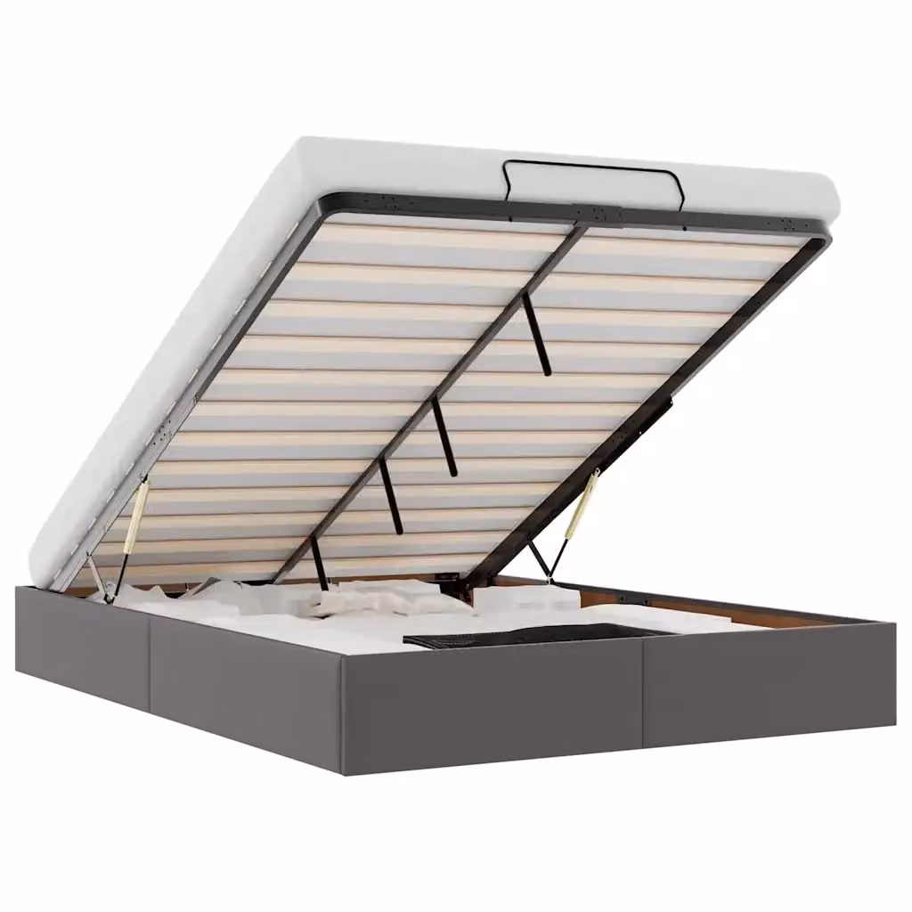 Struttura Letto con Contenitore a Sollevamento vidaXL in Similpelle Grigia L: 140 cm, P: 190 cm – 2