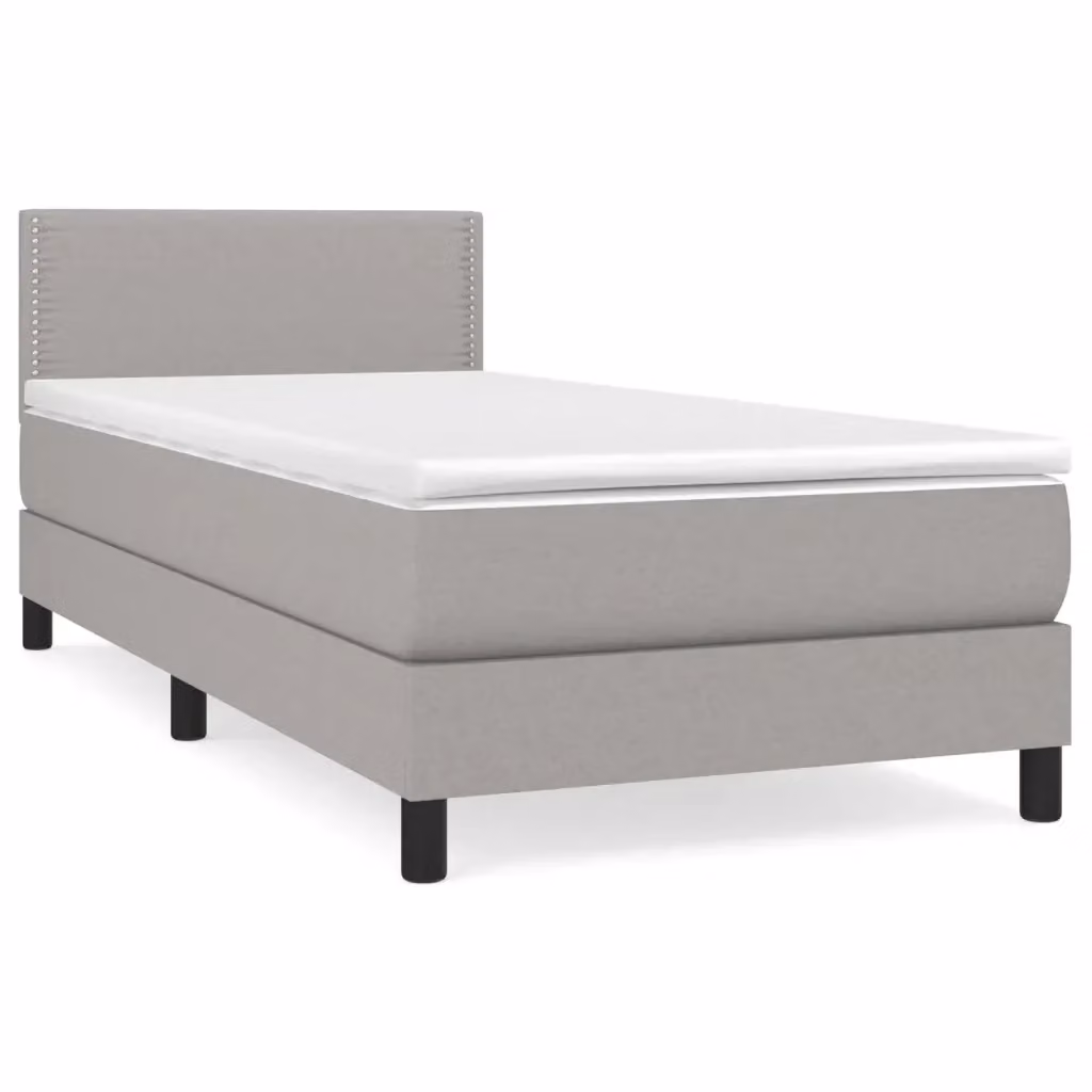 Letto Ibrido con Giroletto a Molle e Materasso vidaXL Grigio Chiaro e Bianco L/P/H: 100 x 200 x 40 cm – 2