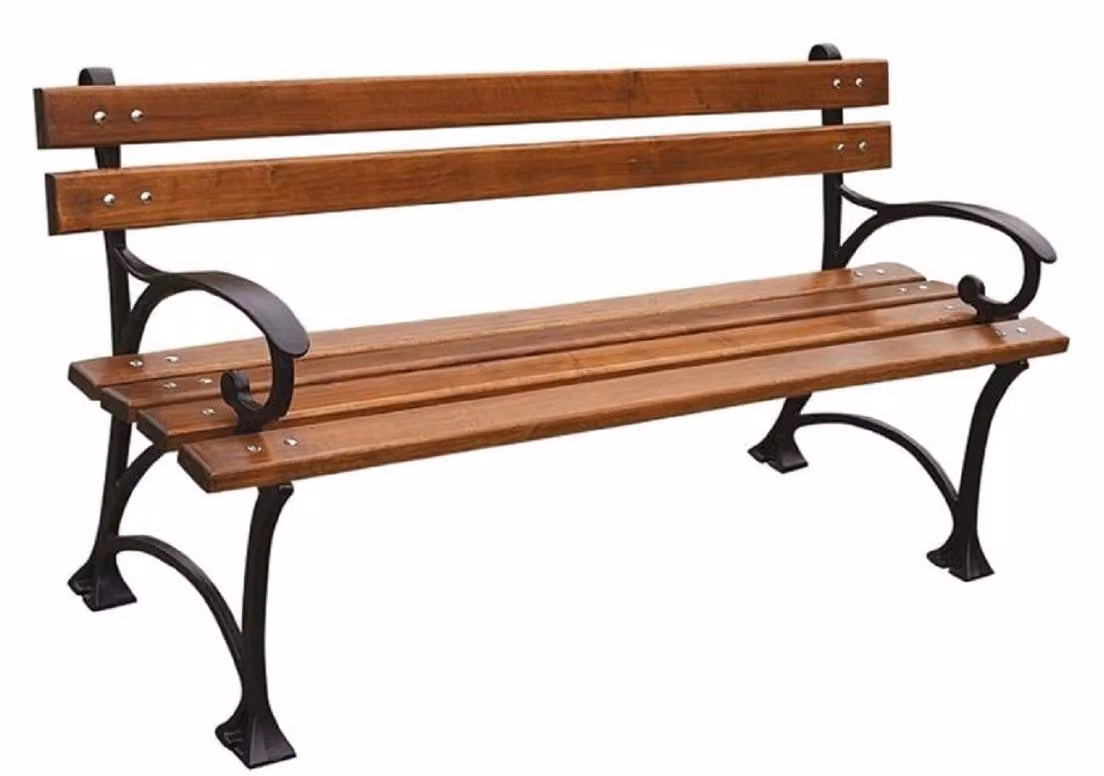 Casa Padrino Panchina liberty marrone/nera 150 x 44 x h. 73 cm - Panchina da giardino con braccioli - Arredo giardino