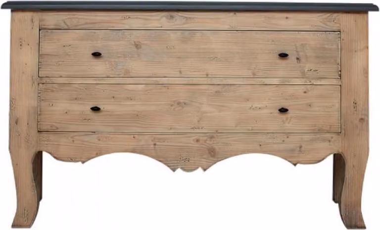 Casa Padrino cassettiera in stile country in legno massiccio con 2 cassetti colore naturale/grigio 130 x 40 x h. 80 cm - Mobili in stile country - Qualità lusso