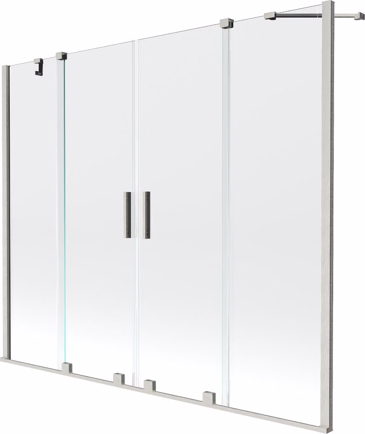 Mexen Velar Duo paravento da vasca da bagno a 2 ante scorrevole 200 x 150 cm, trasparente, nichel spazzolato - 896-200-000-02-97