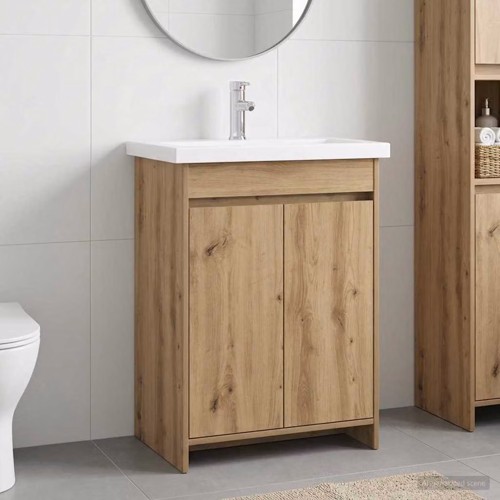 vidaXL Mobile Lavabo Moderno in Legno Marrone con Ripiani Interni e Ante a Cerniera L 61 x P 40 x H 84,5 cm