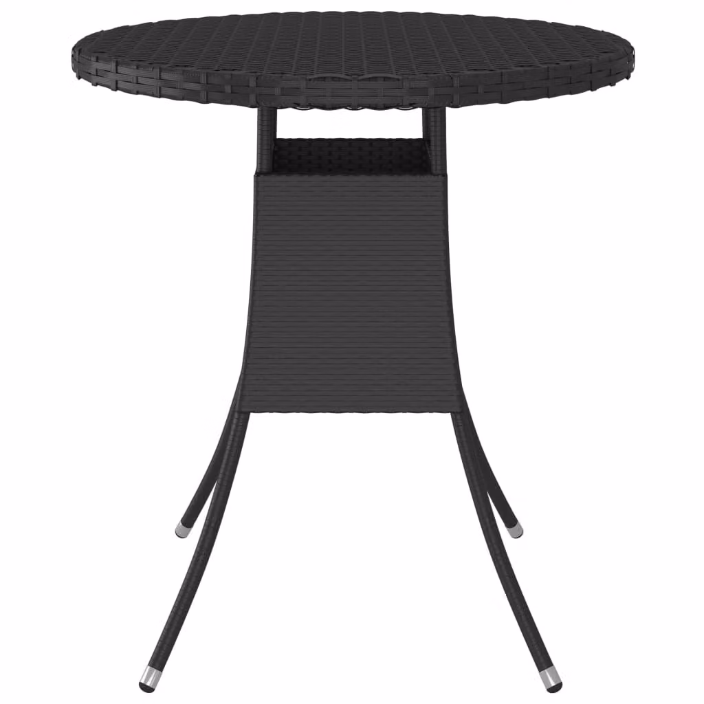 vidaXL Tavolo da giardino nero 70x70x73 cm in poly rattan