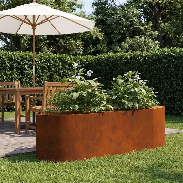 Letto rialzato da giardino vidaXL in acciaio Corten marrone/rosso L: 140 cm, P: 40 cm, H: 40 cm