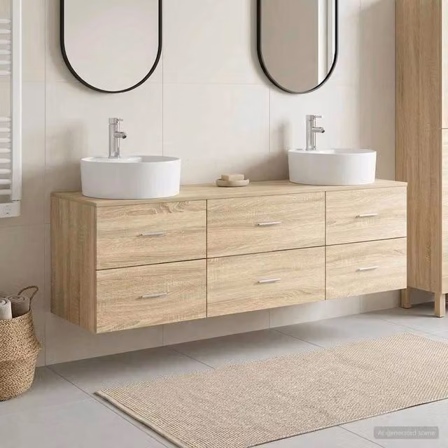 Set di Armadi da Bagno 3 pz Rovere Sonoma 161,5 x 44,5 x 82 cm 3405869