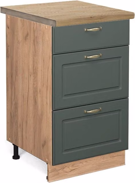 Mobiletto base per cucina Fame-Line Verde-oro rustico/Rovere dorato 50 cm, PL Rovere Vicco