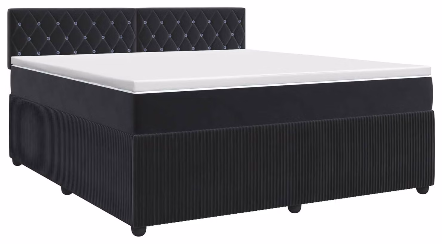 Letto a molle con materasso nero 140 x 200 cm in velluto