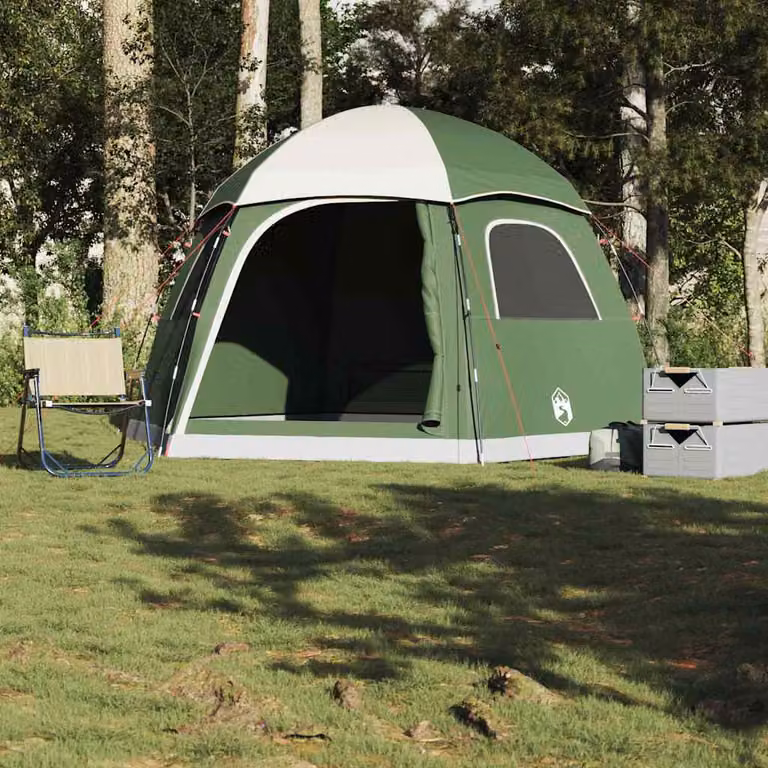 Tenda Familiare Igloo vidaXL per 6 Persone Verde Impermeabile in Poliestere e Fibra di Vetro