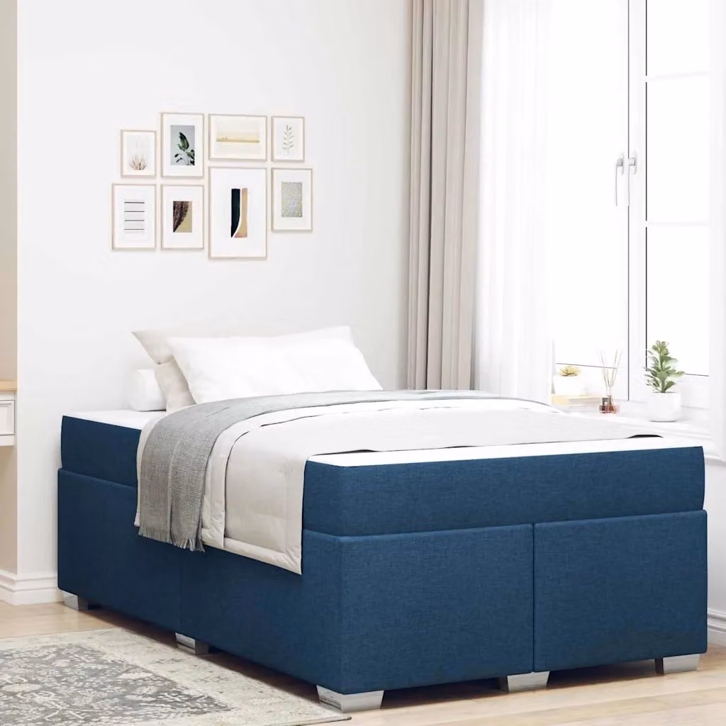 Struttura del letto con materasso vidaXL in tessuto blu, L/P: 120 x 200 cm – 1