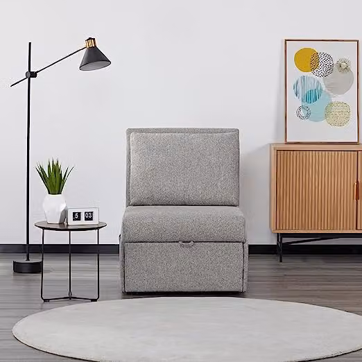 Poltrona Pouf Letto Singolo con Materasso SOFY Grigio