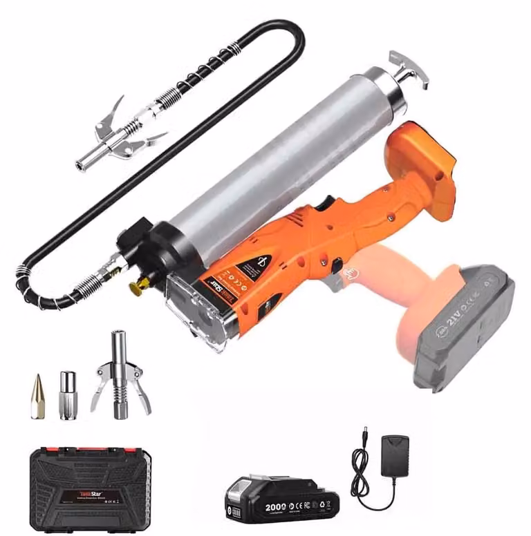 Pressa per grassi elettrica - Modello 2-in-1 - 10000 PSI - Tubo da 100 cm - Senza fili - Motore brushless - 1 batteria da 2,0 Ah