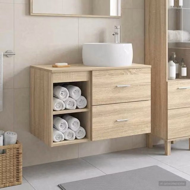 Set di mobili per il bagno 2 pz Rovere Sonoma 3403922