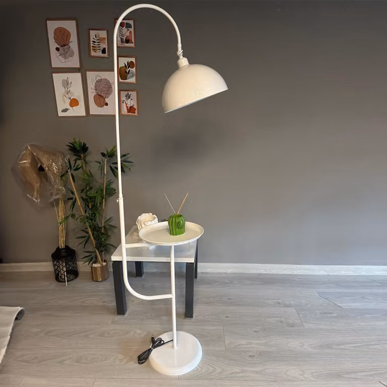 Lampada da terra moderna in metallo con E27, bianco Paralume regolabile