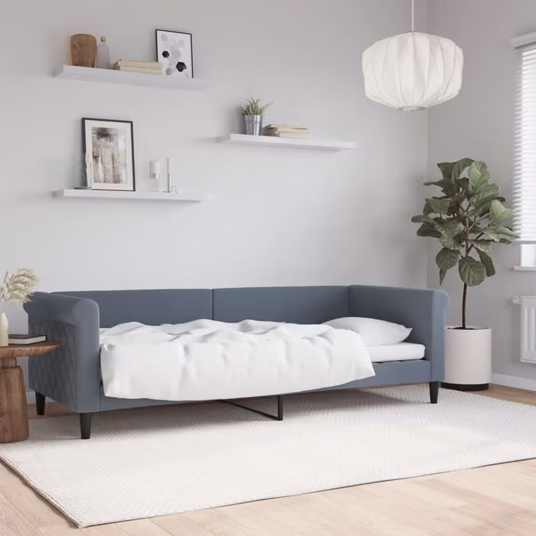 Letto da giorno vidaXL in velluto grigio con struttura imbottita, L/P/H: 200 x 80 x 68 cm