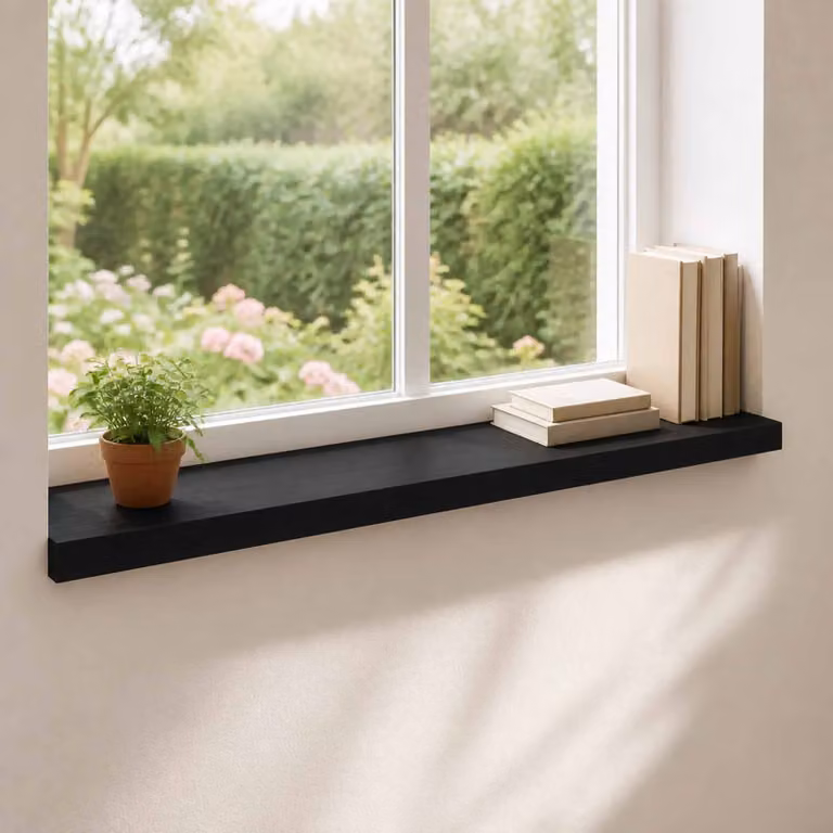 Set di 2 soglie per finestre vidaXL in legno, colore nero, L 70 cm x P 25 cm x H 2 cm