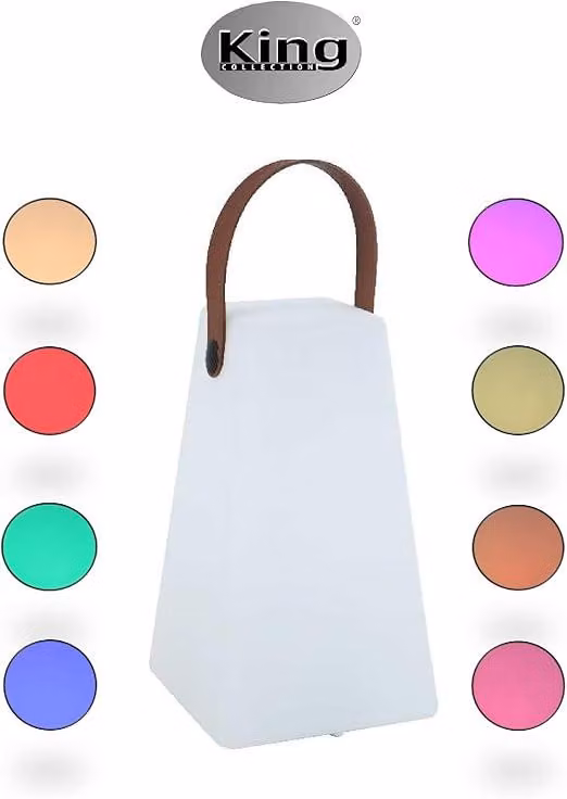 Lampada a Led Lanterna Quadra Ricaricabile con Manico 8 Colori in Plastica