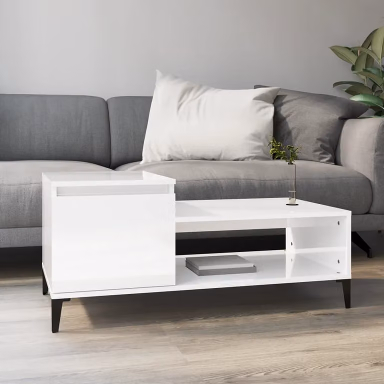 Maison Exclusive - Tavolino bianco lucido 100x50x45 cm Materiale ligneo