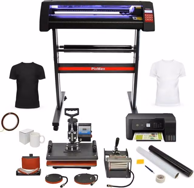 Kit Plotter PIXMAX 5 in 1 con Stampante e LED per Taglio Vinile e Pressa a Caldo