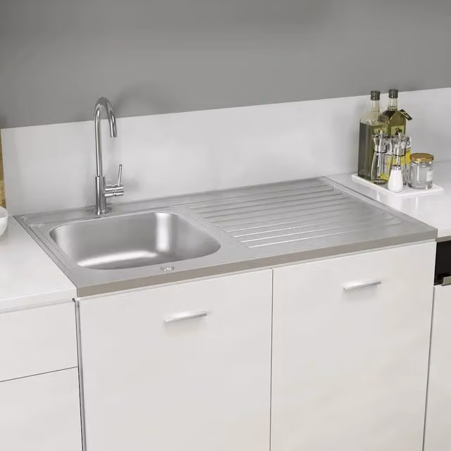 Lavello da cucina con scarico vidaXL in acciaio colore argento L: 100 cm, P: 60 cm, H: 15,5 cm
