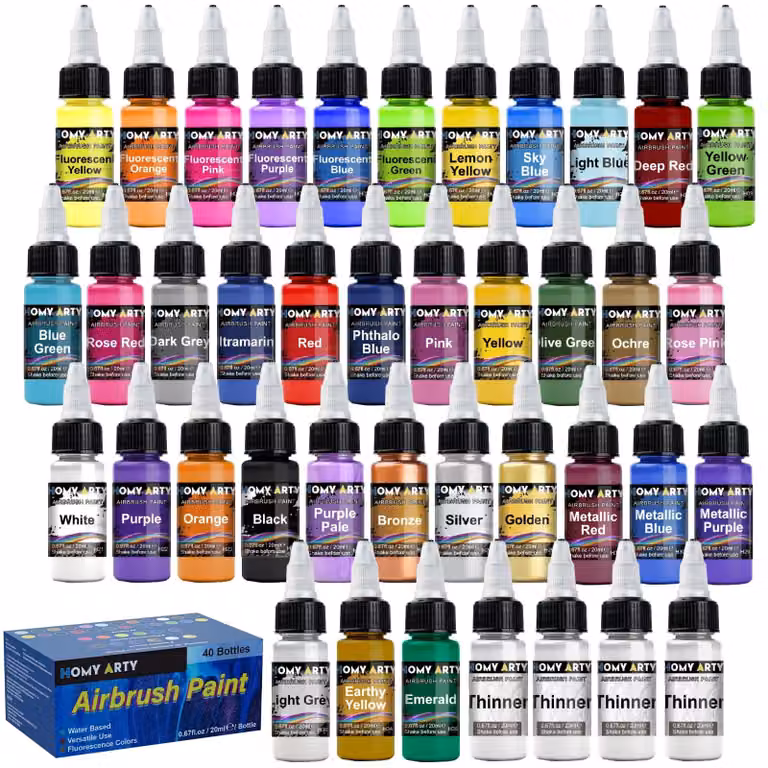Set di colori per aerografo con 36 colori e diluenti