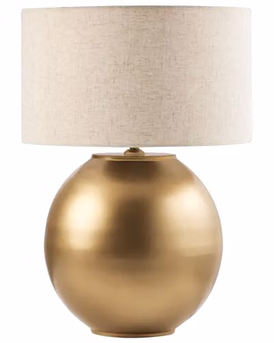 Beliani Lampada da tavolo moderna con paralume in cotone e lino base singola in ottone