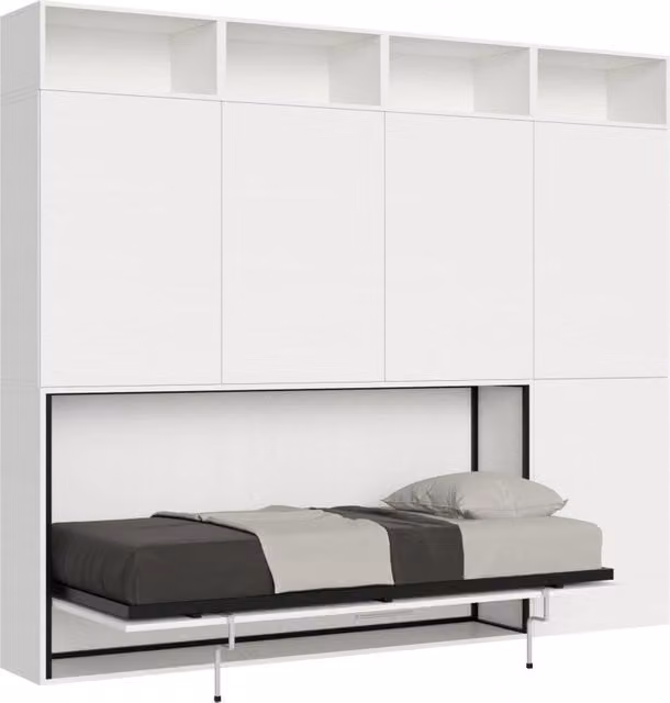 Letto Singolo a Scomparsa con Armadio e Materasso GIORDANOSHOP Composizione B Kando H226,7 Bianco Frassino