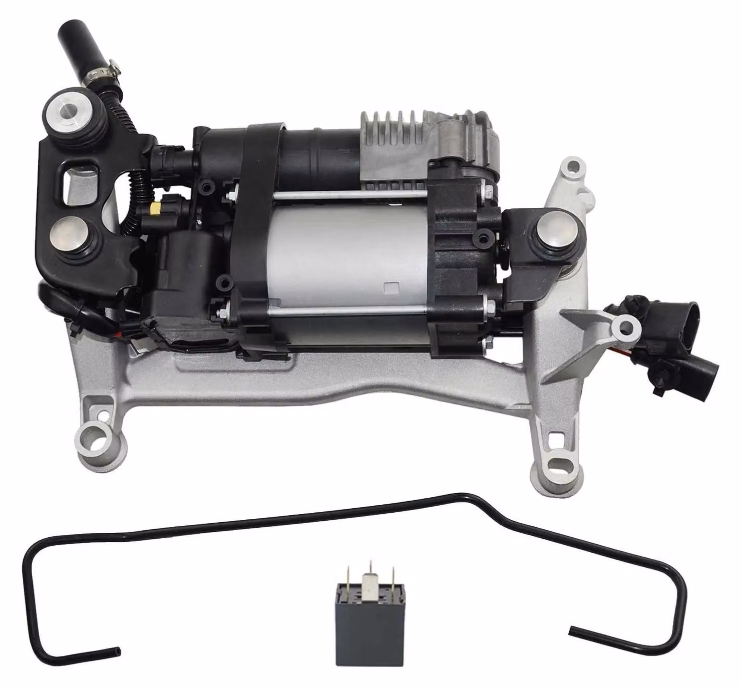 Compressore per sospensioni pneumatiche - Pompa compressore con relè - Compatibile con Porsche Cayenne 92A (2011-2018) e VW Touareg 7P5 - Codici originali: 95835890100, 95835890101