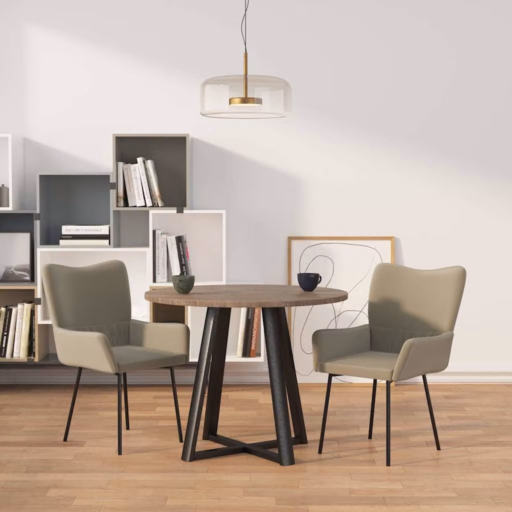 Set di 2 sedie da pranzo moderne vidaXL in velluto grigio con struttura in metallo
