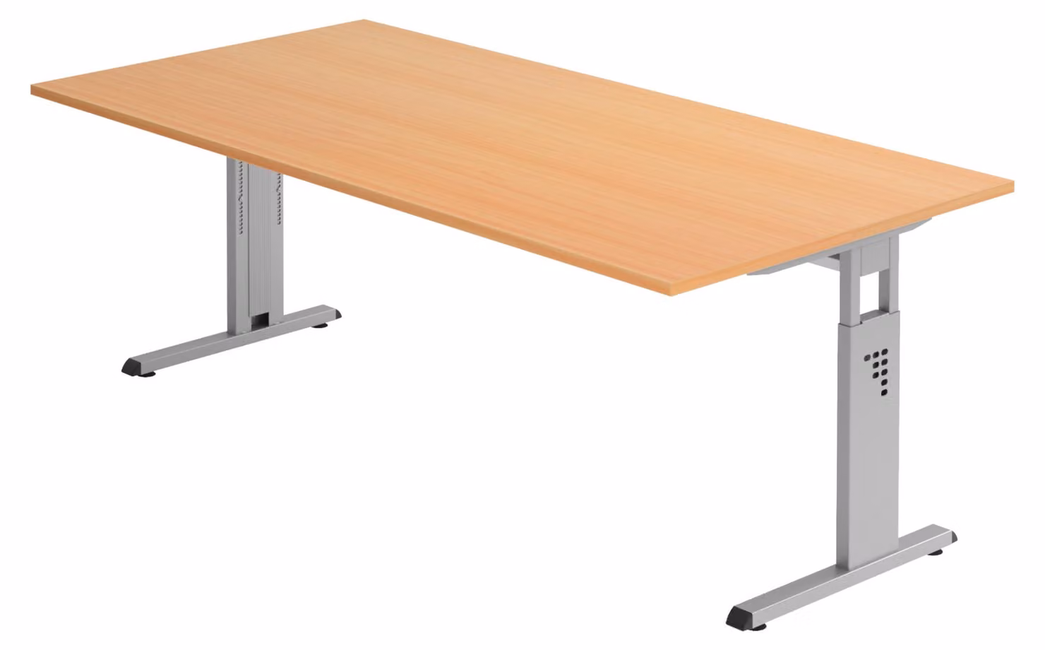 bümö Scrivania Serie-O - Struttura: argento, finitura: faggio, dimensioni: 200 x 100 cm