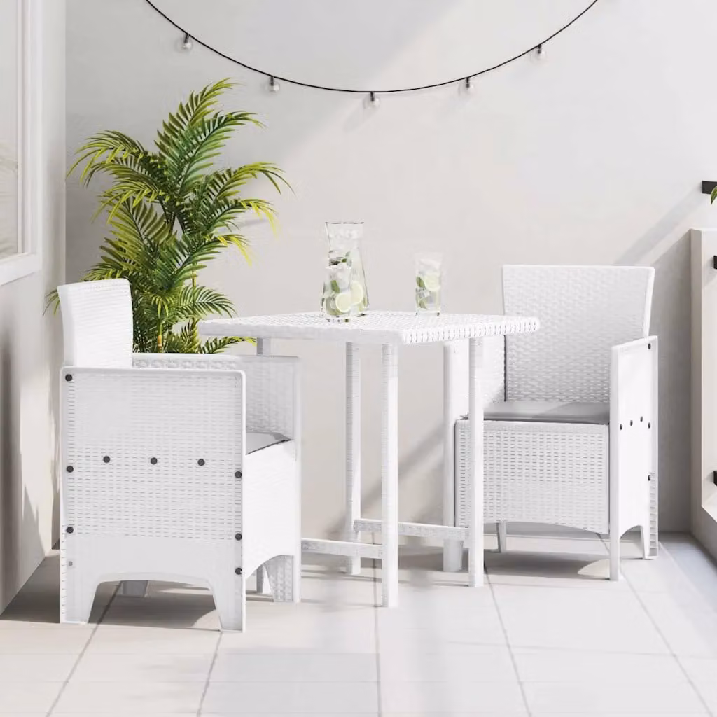 Set di 2 sedie da giardino vidaXL bianche in plastica resistente alle intemperie con braccioli